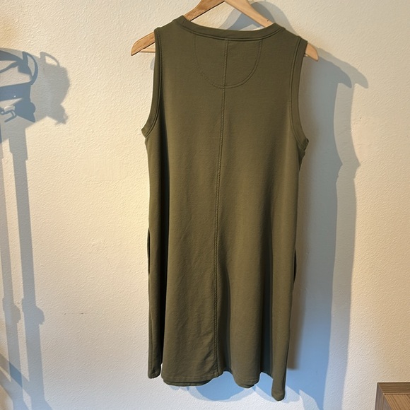 Wool& Merino wool blend Sierra Tank Dress | Olive Green Sleeveless Dress - Picture 5 of 8